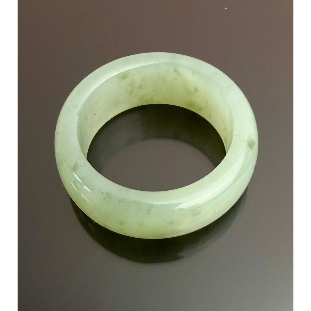 1 Natural icy Jade unique pattern band Ring US 8 Minimalist jewelry green /white - Picture 3 of 10
